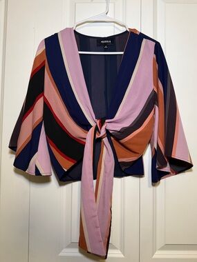 Striped Tie-Front Crop Top